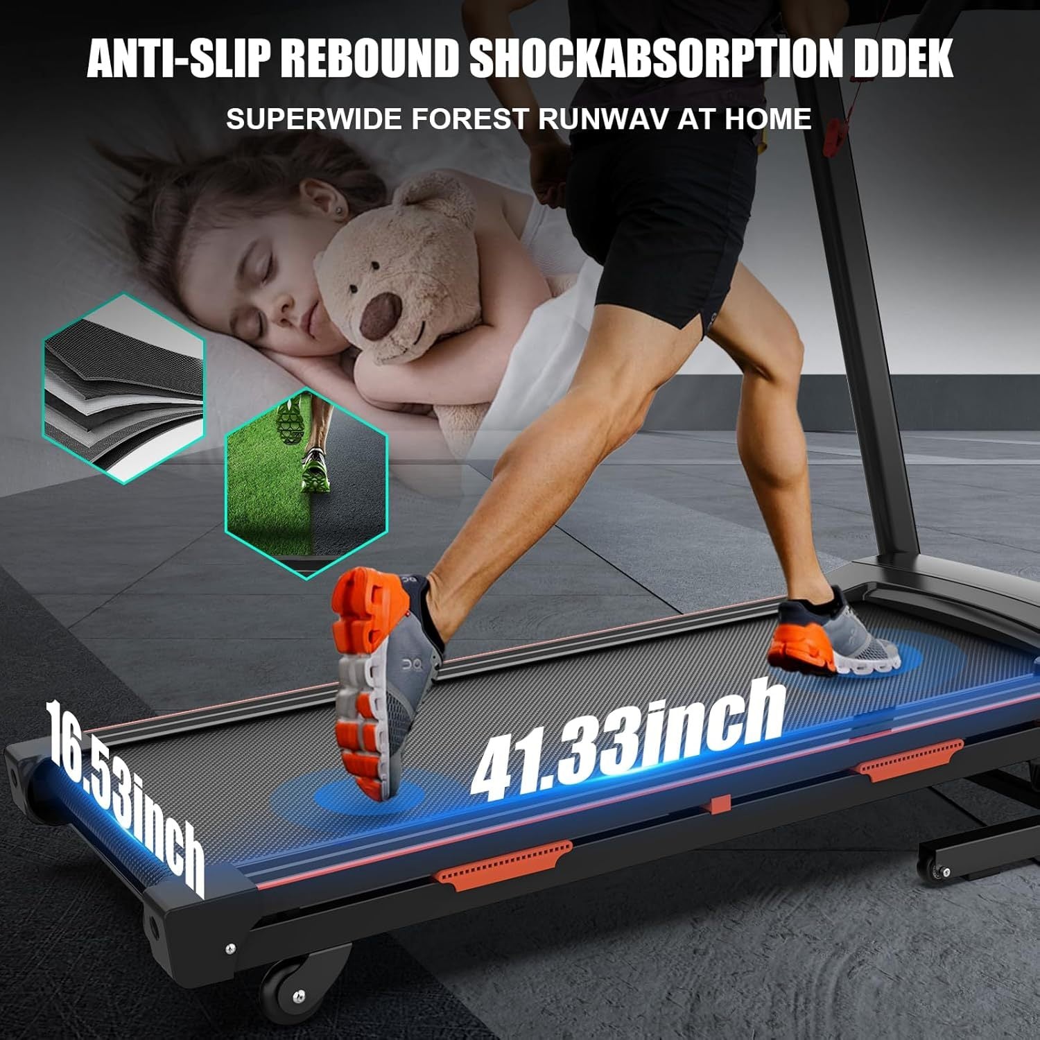 Heavy-Duty Foldable Treadmill 400 LBS | 3.25HP Motor, Auto Incline, Bluetooth & LED Console – Home Gym Ready
