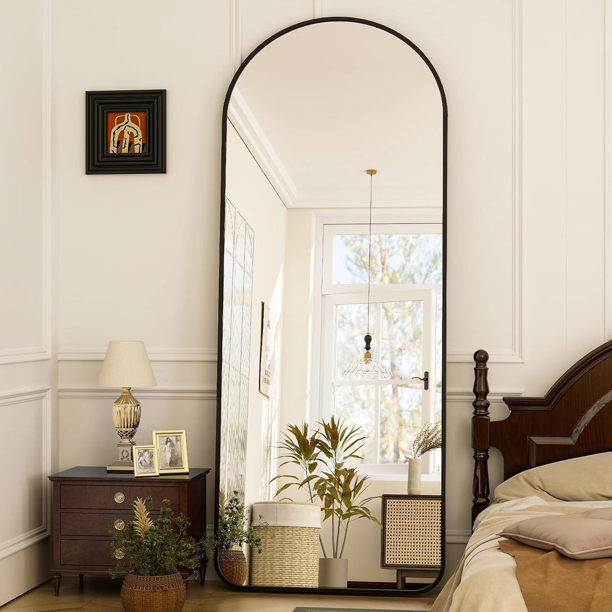 Full Length Floor Mount Mirror-Aluminum Alloy Frame-Arch Mirror Full Length HD-Full Body Mirror-for Office or Living Room