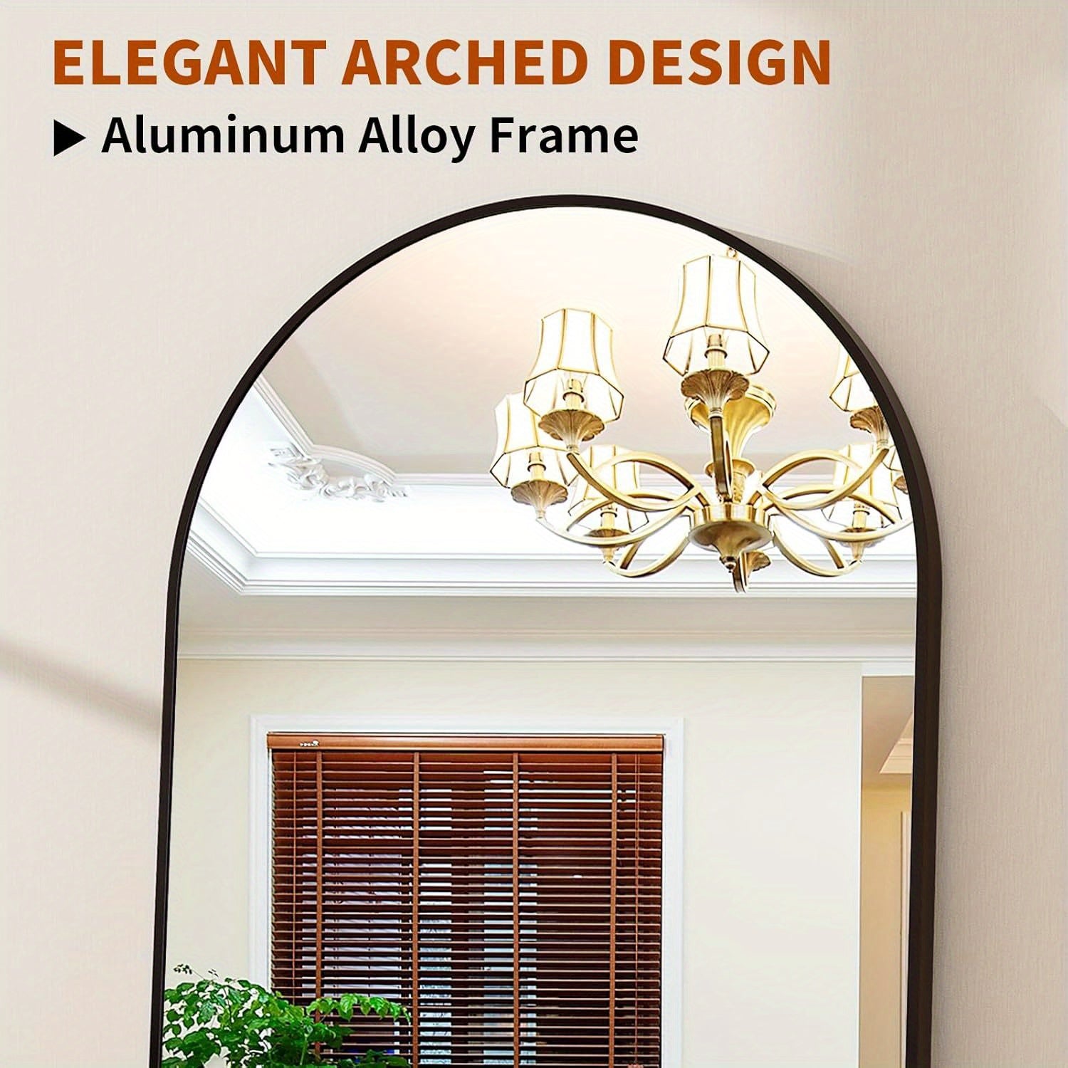 Full Length Floor Mount Mirror-Aluminum Alloy Frame-Arch Mirror Full Length HD-Full Body Mirror-for Office or Living Room