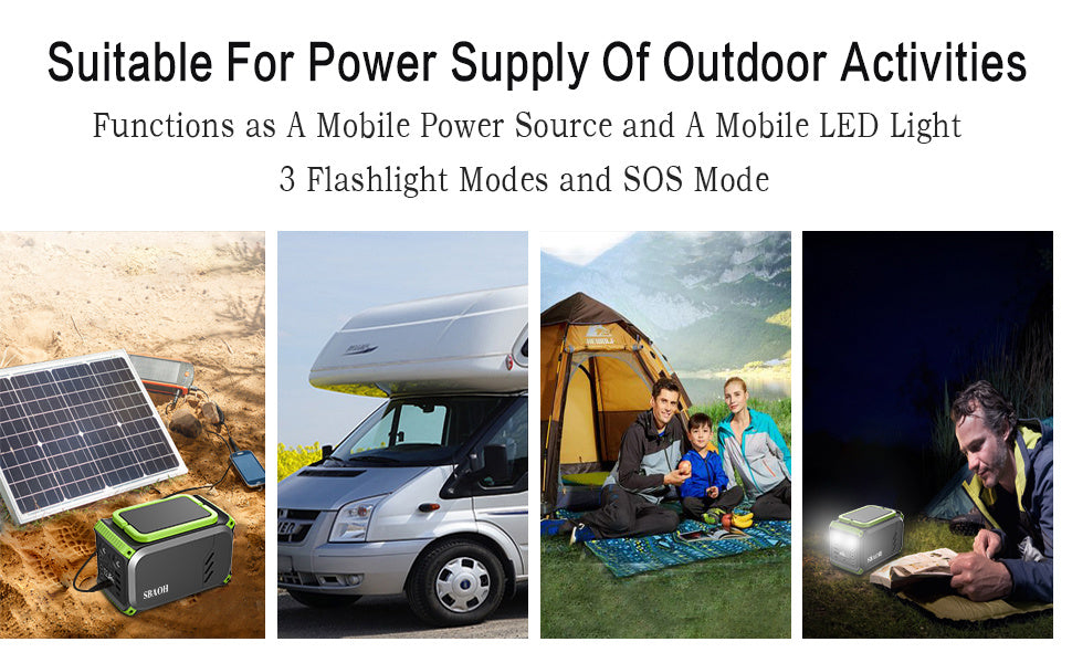 Qunler P201 148Wh 40000mAh Portable Power Station – AC Outlets, USB-C PD, LED Flashlight, Solar Rechargeable, for Camping, Travel & Emergencies