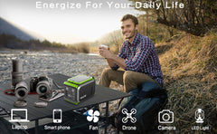 Qunler P201 148Wh 40000mAh Portable Power Station – AC Outlets, USB-C PD, LED Flashlight, Solar Rechargeable, for Camping, Travel & Emergencies