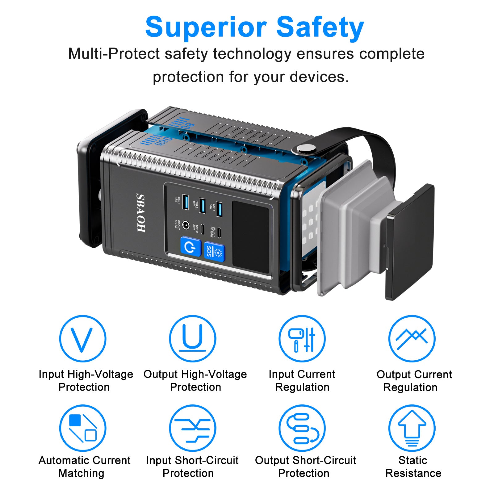 80000mah 296Wh Portable Power Station | PD 100W USB-C Fast Charge | Solar & Backup Ready