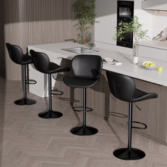 Set of 2 – Modern Adjustable Swivel PU Leather Bar Stools with Footrest
