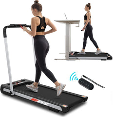 FLIMDER™ 2-in-1 Walking Pad Treadmill – 300 Lbs Capacity | Foldable Mini Treadmill with Handle, Remote & Bluetooth for Home or Office