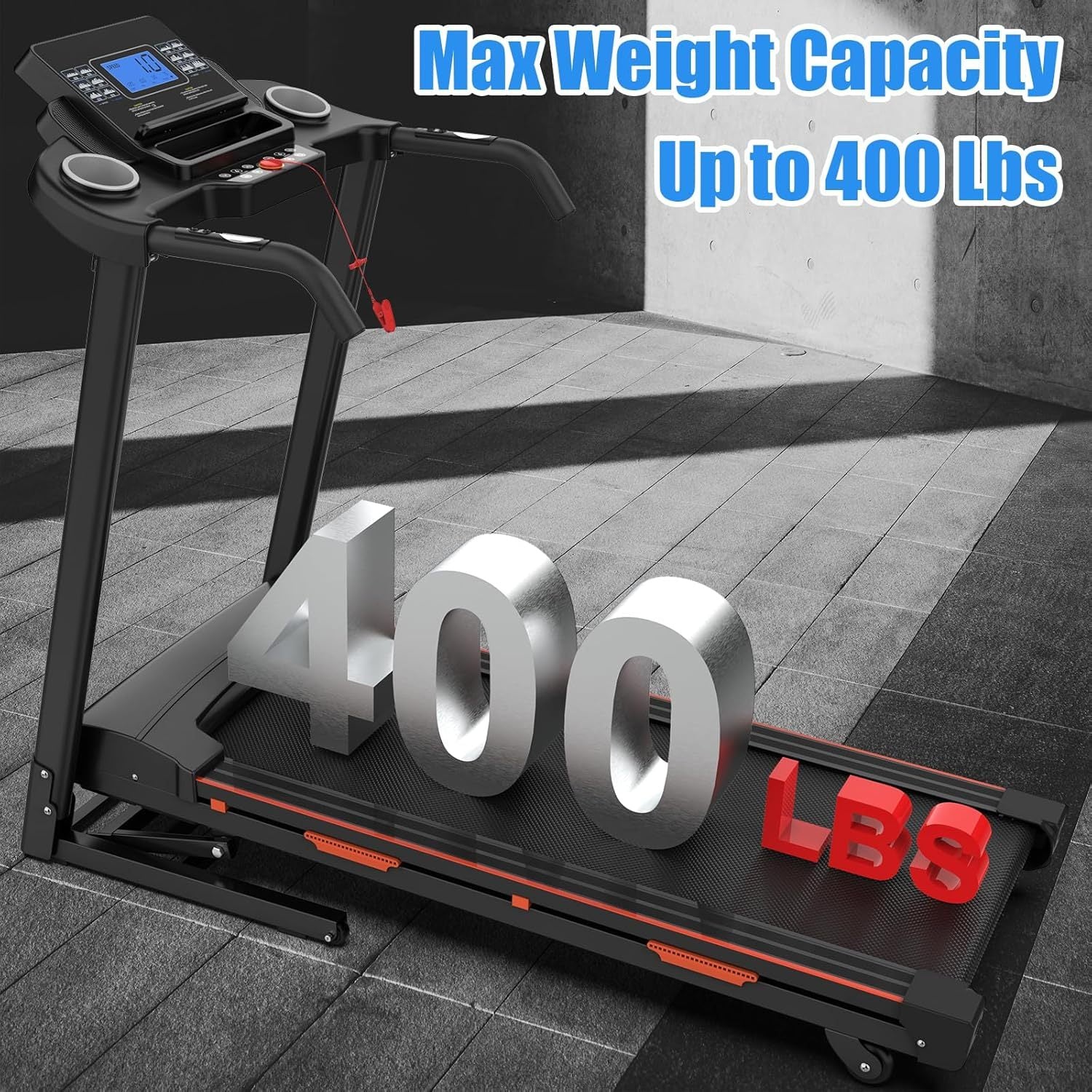 Heavy-Duty Foldable Treadmill 400 LBS | 3.25HP Motor, Auto Incline, Bluetooth & LED Console – Home Gym Ready