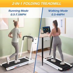 FLIMDER™ 2-in-1 Walking Pad Treadmill – 300 Lbs Capacity | Foldable Mini Treadmill with Handle, Remote & Bluetooth for Home or Office