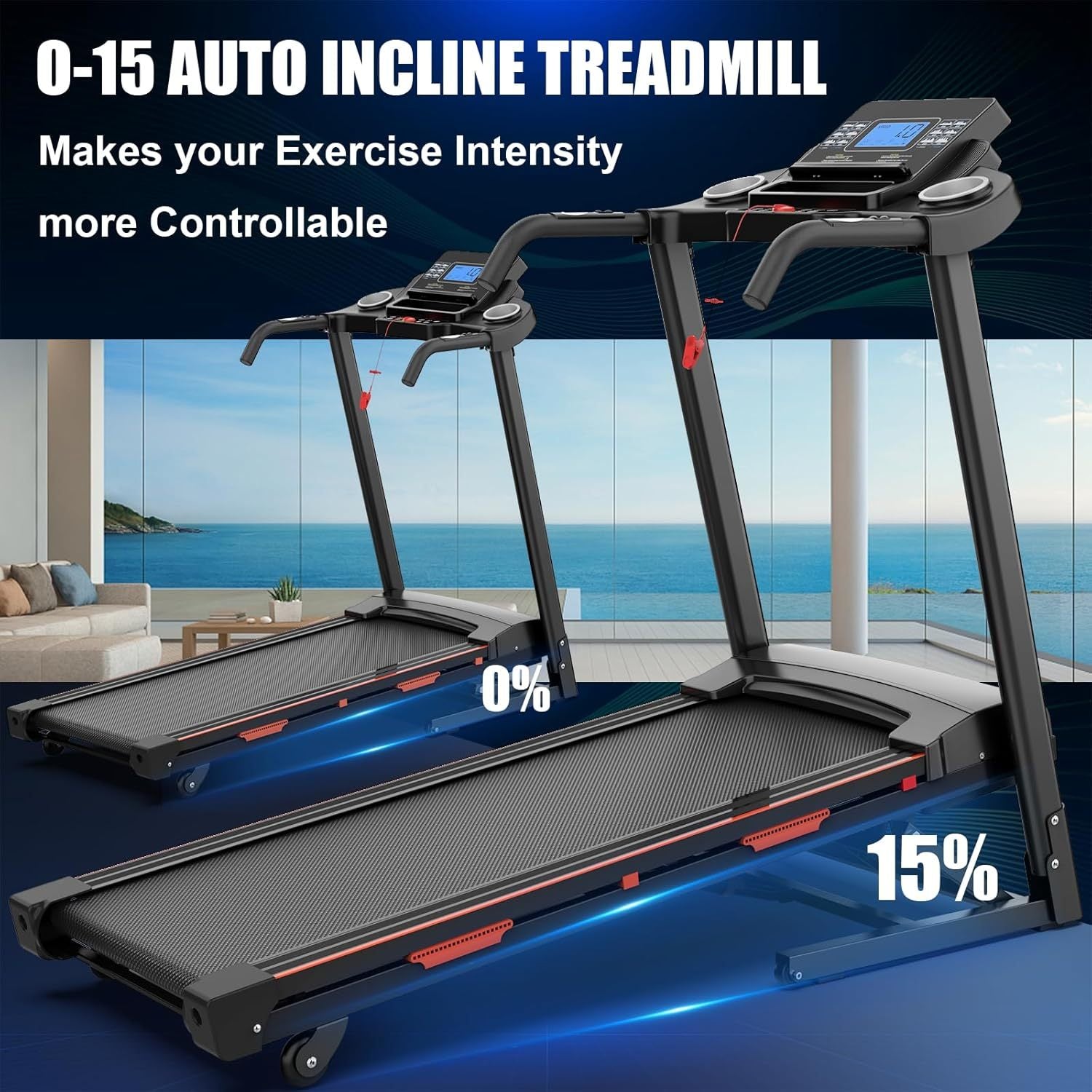 Heavy-Duty Foldable Treadmill 400 LBS | 3.25HP Motor, Auto Incline, Bluetooth & LED Console – Home Gym Ready