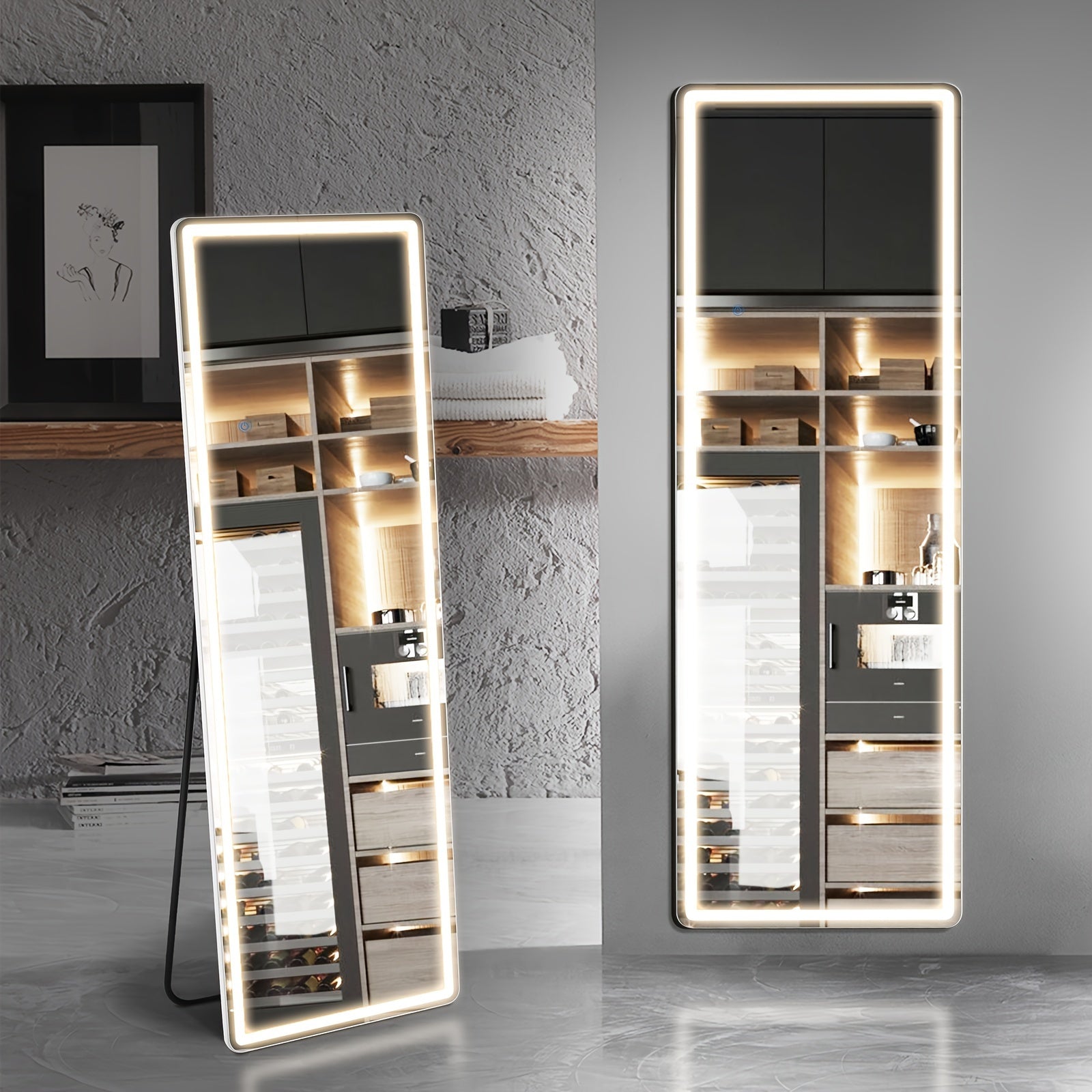 Full Length Floor Mount Mirror-Aluminum Alloy Frame-Arch Mirror Full Length HD-Full Body Mirror-for Office or Living Room