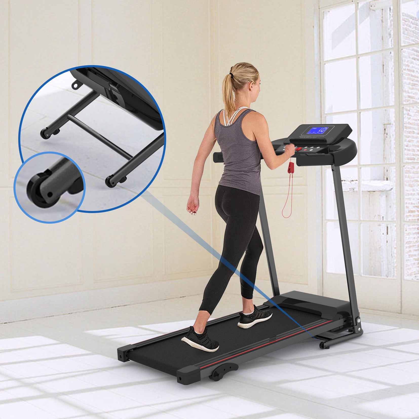 Compact Folding Treadmill with 3 Inclines | 12 Programs, Bluetooth, 2.5HP Motor