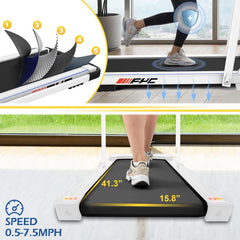FLIMDER™ 2-in-1 Walking Pad Treadmill – 300 Lbs Capacity | Foldable Mini Treadmill with Handle, Remote & Bluetooth for Home or Office