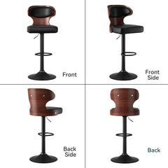 Set of 2 – Adjustable Swivel Wooden Bar Stools with Backrest & Footrest (Up to 550 lbs)