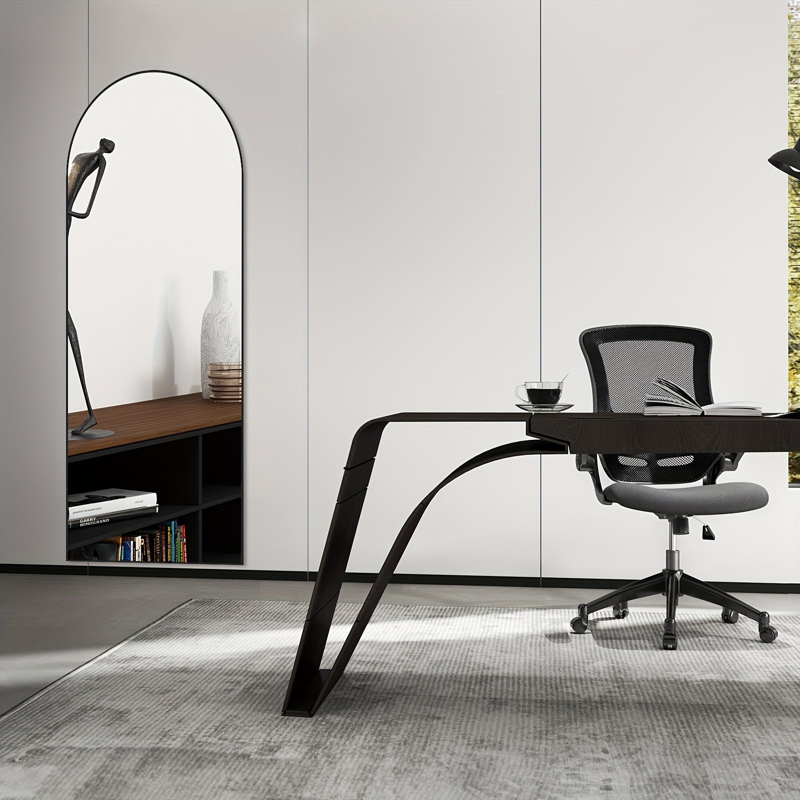 Full Length Floor Mount Mirror-Aluminum Alloy Frame-Arch Mirror Full Length HD-Full Body Mirror-for Office or Living Room