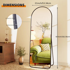 Full Length Floor Mount Mirror-Aluminum Alloy Frame-Arch Mirror Full Length HD-Full Body Mirror-for Office or Living Room