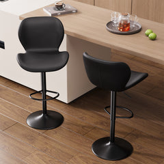 Set of 2 – Modern Adjustable Swivel PU Leather Bar Stools with Footrest