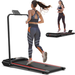 Treadmill Q22-2A 2-in-1 Compact Treadmill with Remote – 2.25HP, 12 Programs, LED Display, 265LBS Capacity, Walking & Running Modes