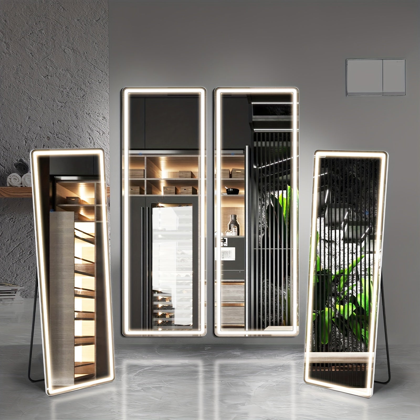 Full Length Floor Mount Mirror-Aluminum Alloy Frame-Arch Mirror Full Length HD-Full Body Mirror-for Office or Living Room