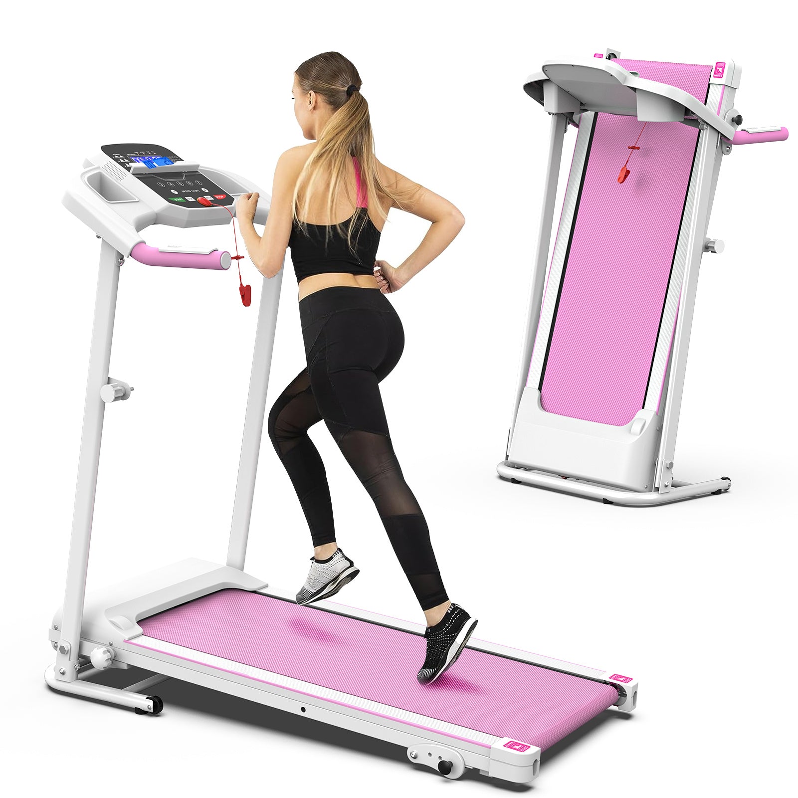 Treadmill JK106 Foldable Home Treadmill with Cup Holder – 2.5HP, Heart Rate Sensor, LED Display, 265LBS Capacity, 12 Programs