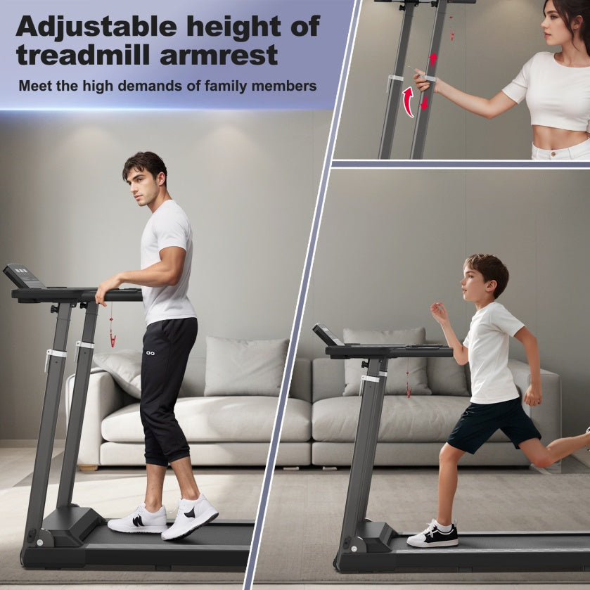 Treadmill JK68-6B – Foldable 3.0HP Powerful Treadmill with Bluetooth Music, Adjustable Desk Workstation, 300lbs Capacity