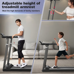 Treadmill JK68-6B – Foldable 3.0HP Powerful Treadmill with Bluetooth Music, Adjustable Desk Workstation, 300lbs Capacity