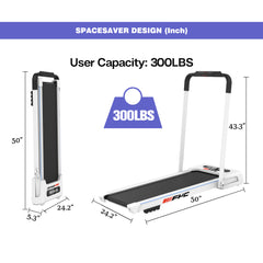 Treadmill JK31-8A-WT 2-in-1 Foldable Walking Pad Treadmill – 3.5HP, LED Display, 300LBS Capacity, Under Desk Quiet Running Machine with Remote Control