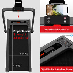 Treadmill Q20-4 – 2-in-1 Foldable Walking & Running Treadmill, 2.5HP Quiet Motor, 300LBS Capacity, LED Display & Remote Control