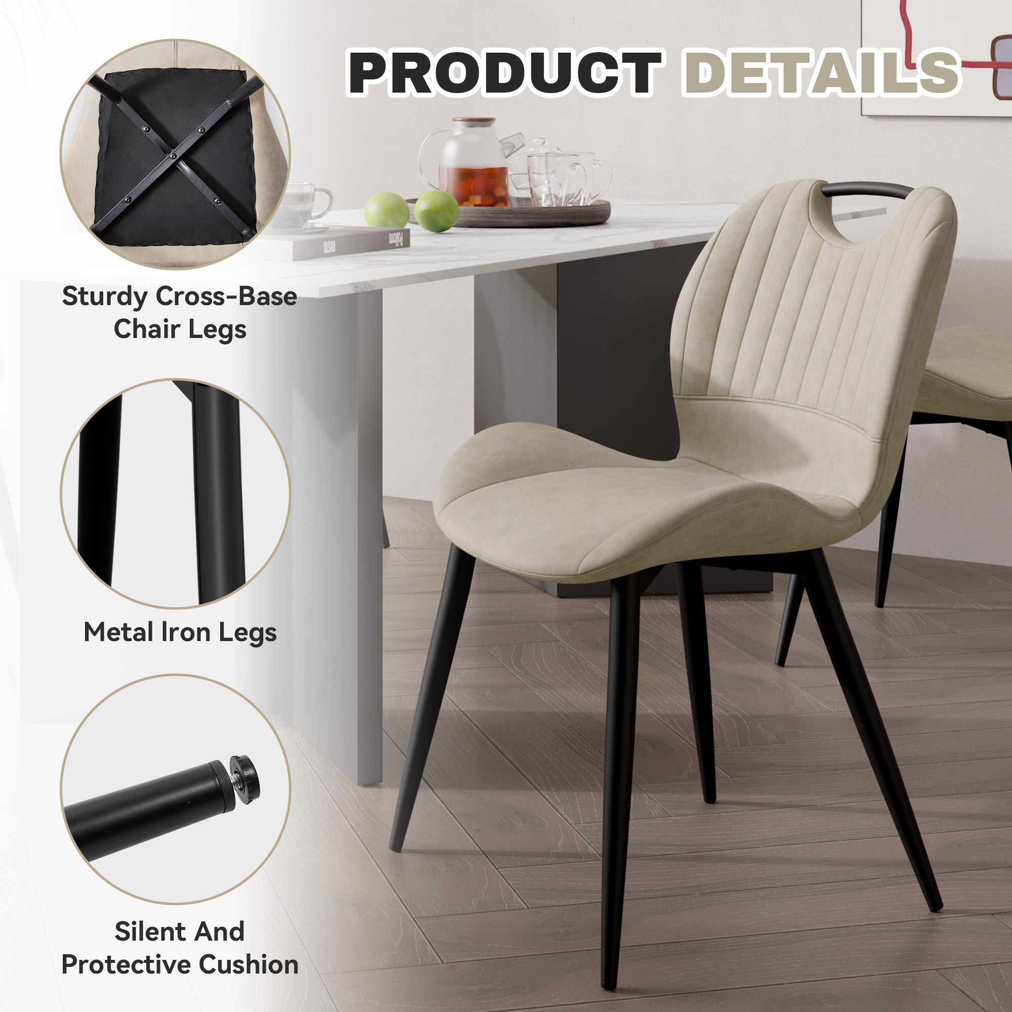 Set of 2 – Modern Armless PU Leather Dining Chairs with Curved Backrest