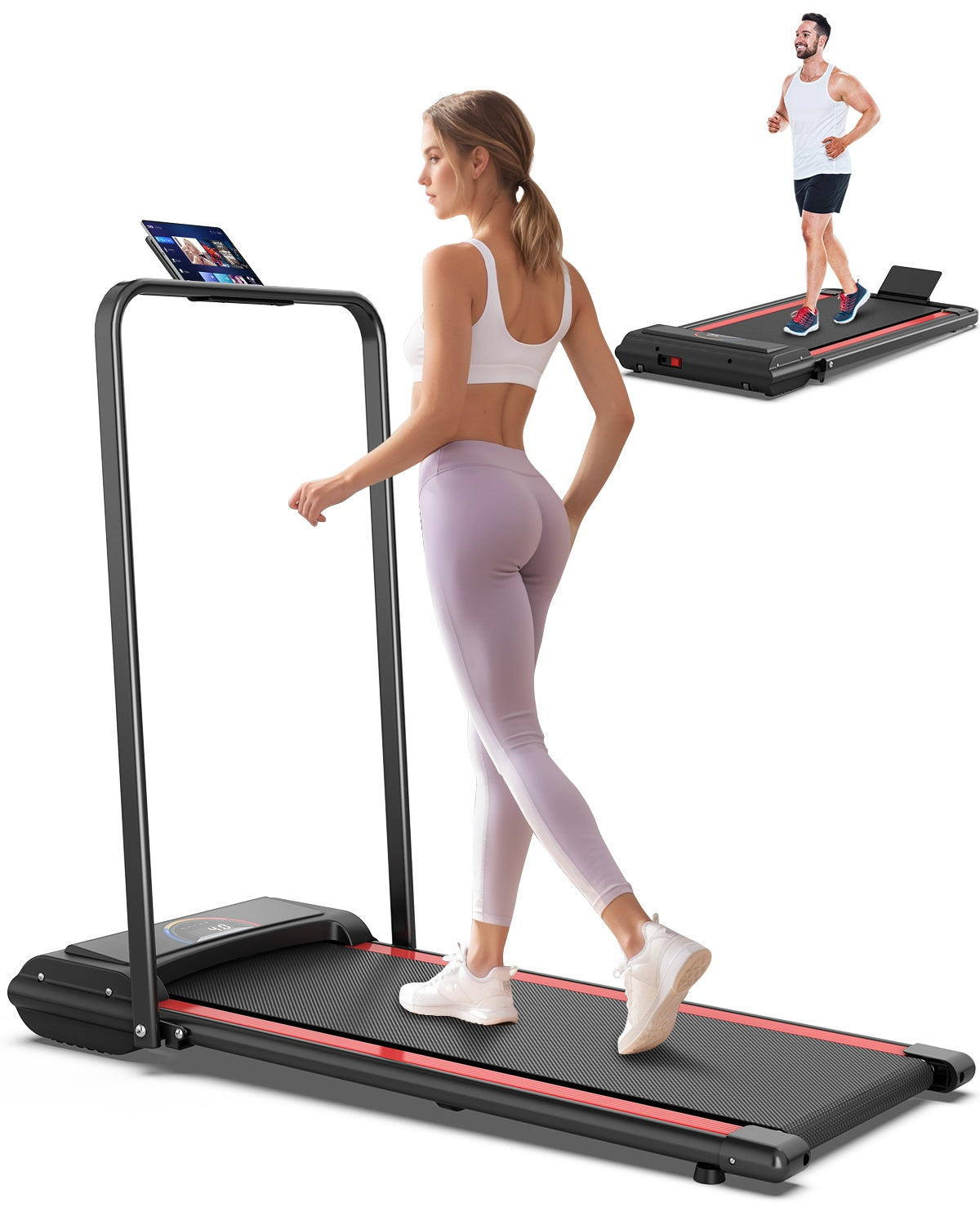 Treadmill Q22-2A 2-in-1 Compact Treadmill with Remote – 2.25HP, 12 Programs, LED Display, 265LBS Capacity, Walking & Running Modes