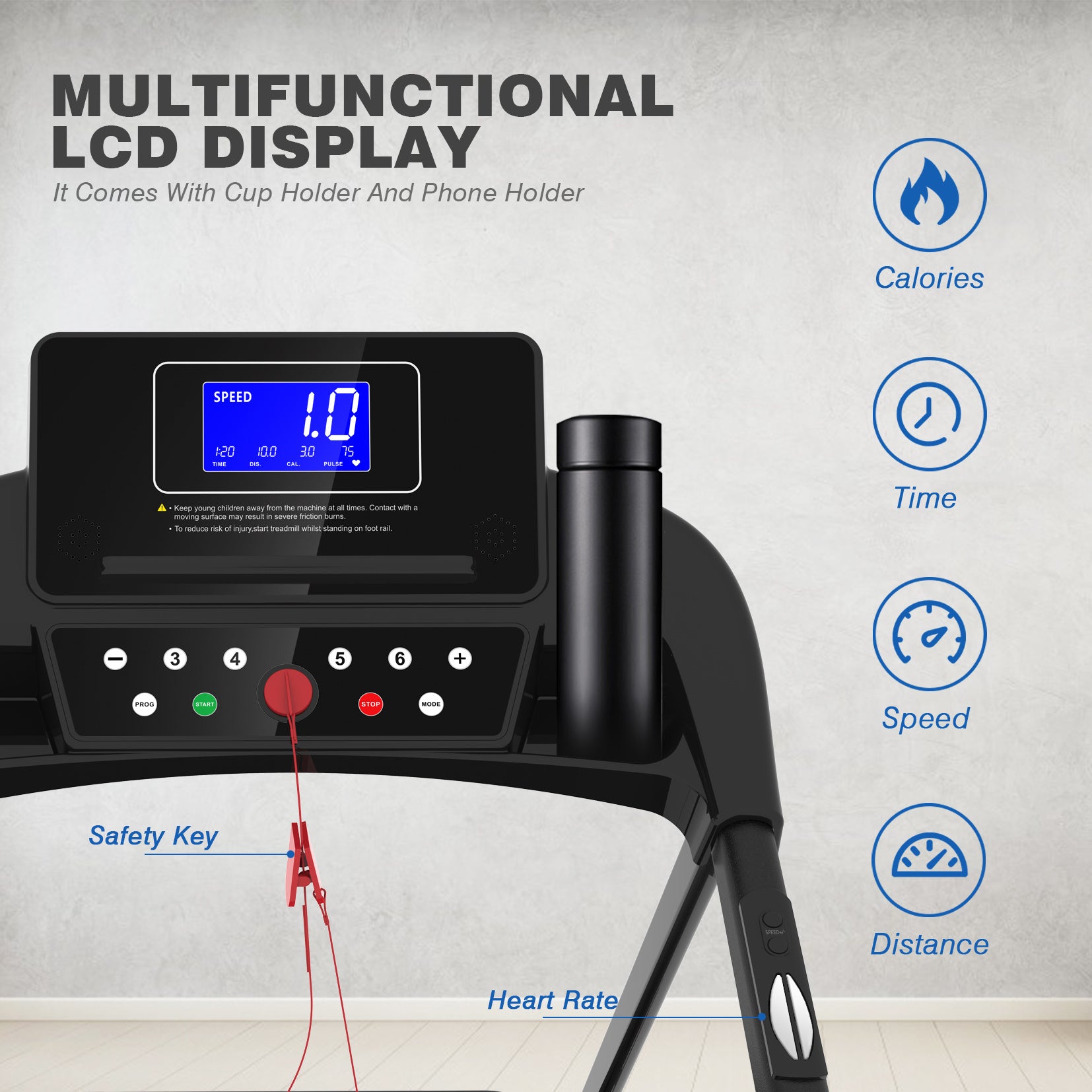 Compact Folding Treadmill with 3 Inclines | 12 Programs, Bluetooth, 2.5HP Motor