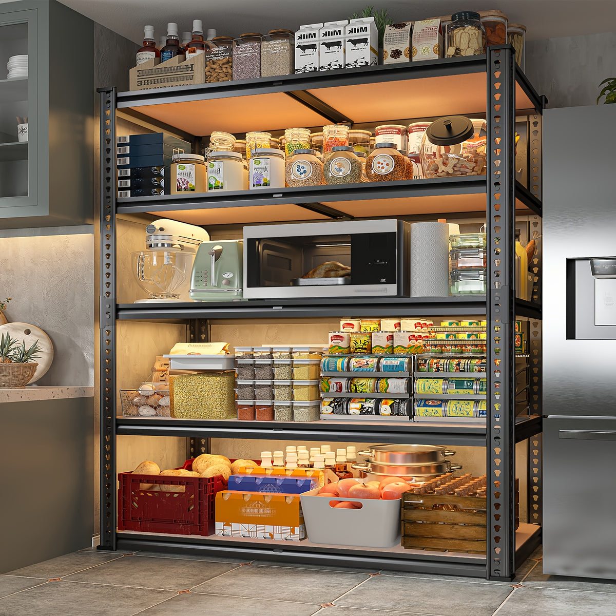 40''W Garage Shelving 2500LBS Storage Shelves Heavy Duty Shelving 72''H 5 Tier Metal Shelves for Garage Shelves Adjustable Shelving Units And Storage for Closet Pantry Shelf, 40"W X 72"H X 20"D