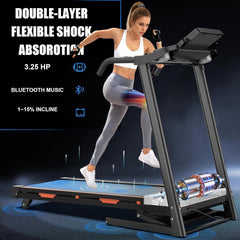 Heavy-Duty Foldable Treadmill 400 LBS | 3.25HP Motor, Auto Incline, Bluetooth & LED Console – Home Gym Ready