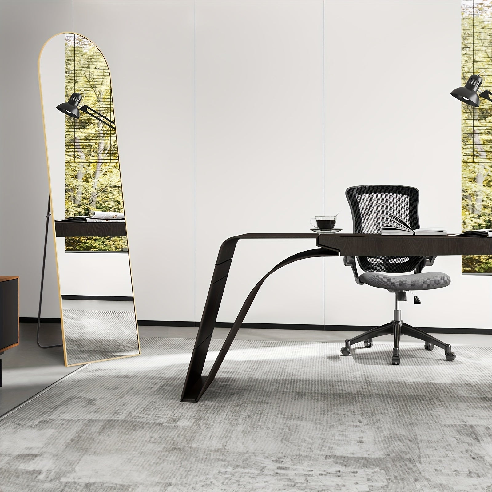 Full Length Floor Mount Mirror-Aluminum Alloy Frame-Arch Mirror Full Length HD-Full Body Mirror-for Office or Living Room