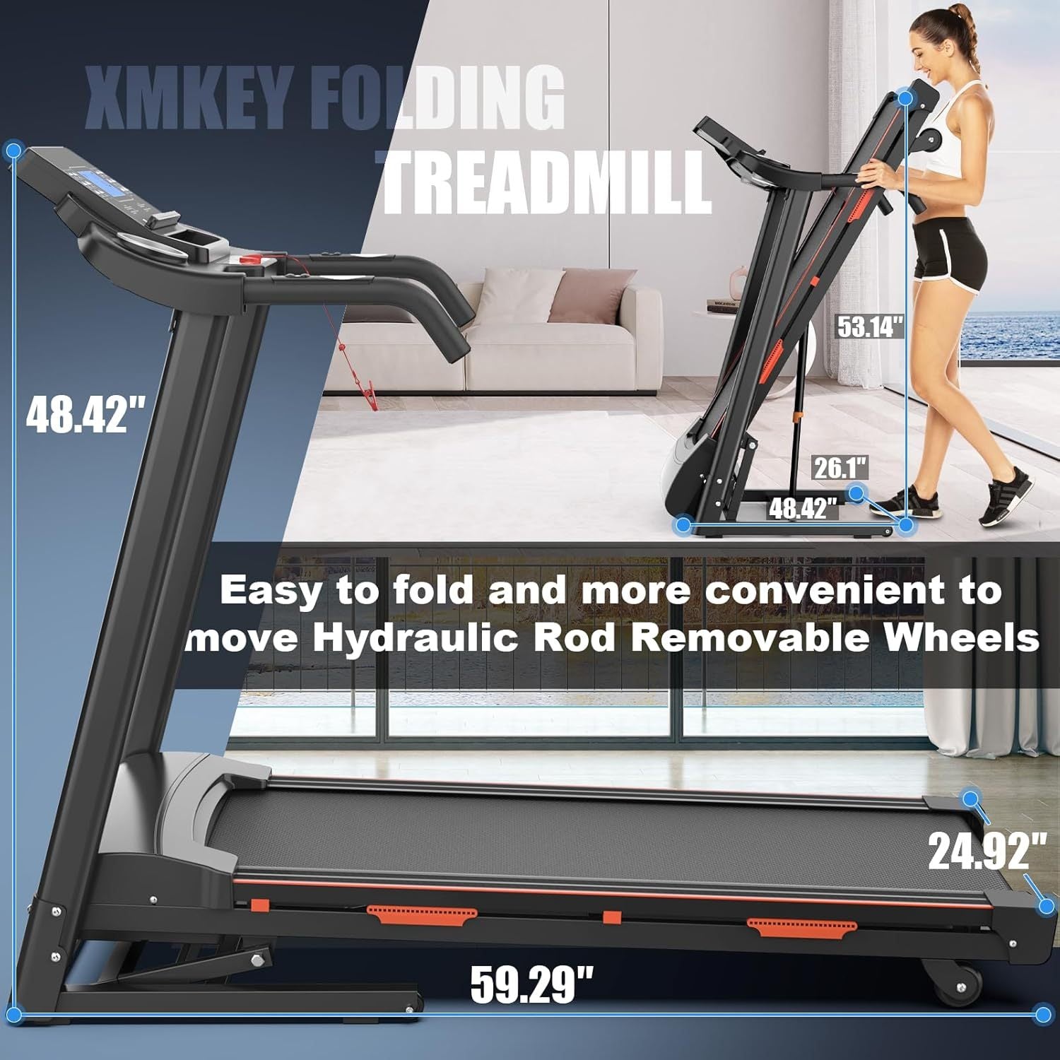 Heavy-Duty Foldable Treadmill 400 LBS | 3.25HP Motor, Auto Incline, Bluetooth & LED Console – Home Gym Ready