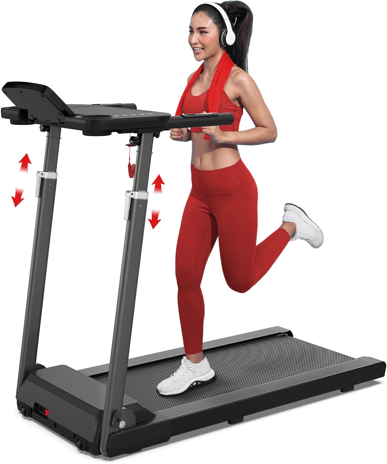 Treadmill JK68-6B – Foldable 3.0HP Powerful Treadmill with Bluetooth Music, Adjustable Desk Workstation, 300lbs Capacity