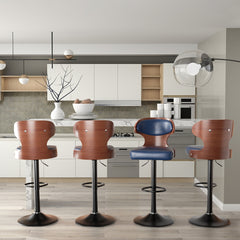 Set of 2 – Adjustable Swivel Wooden Bar Stools with Backrest & Footrest (Up to 550 lbs)