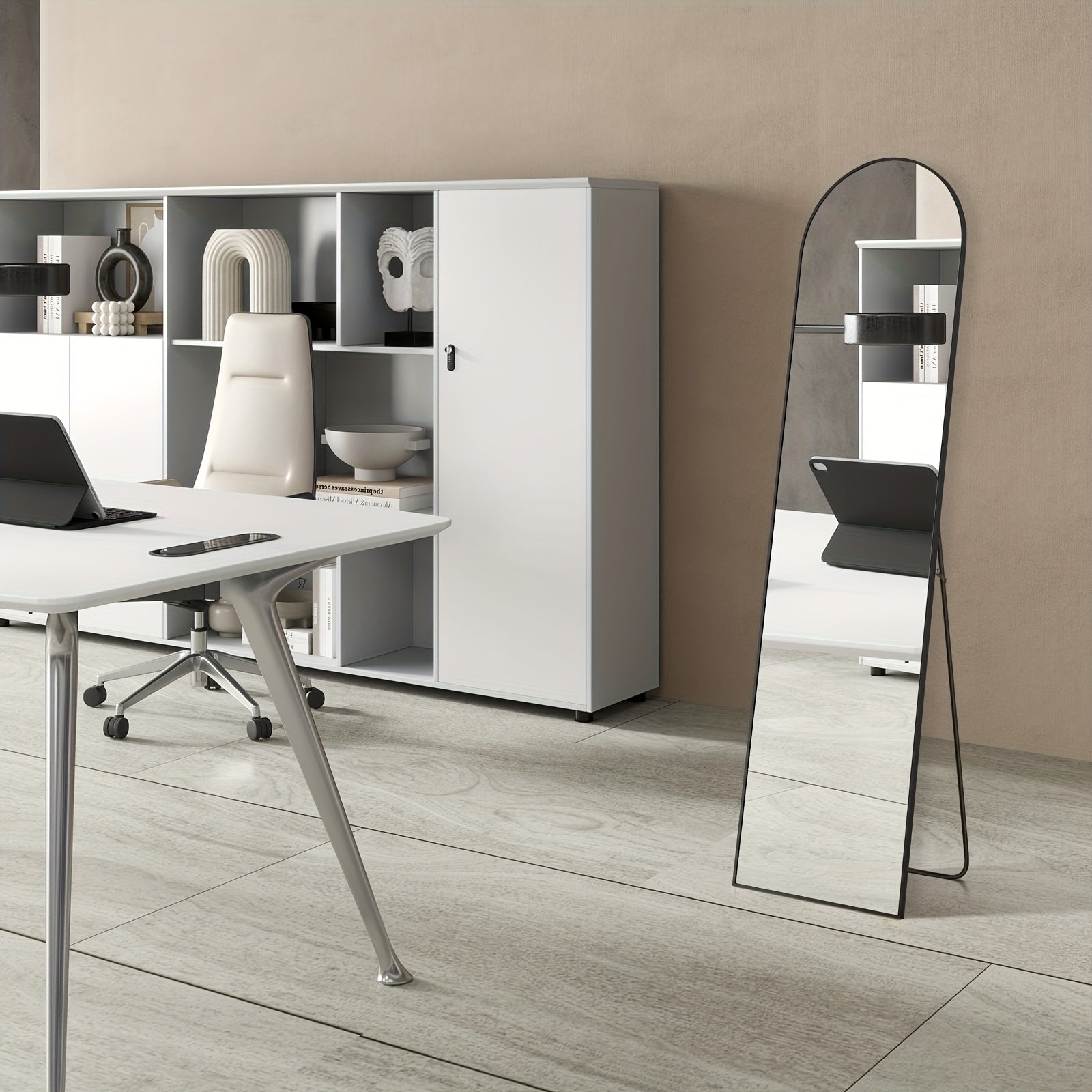 Full Length Floor Mount Mirror-Aluminum Alloy Frame-Arch Mirror Full Length HD-Full Body Mirror-for Office or Living Room