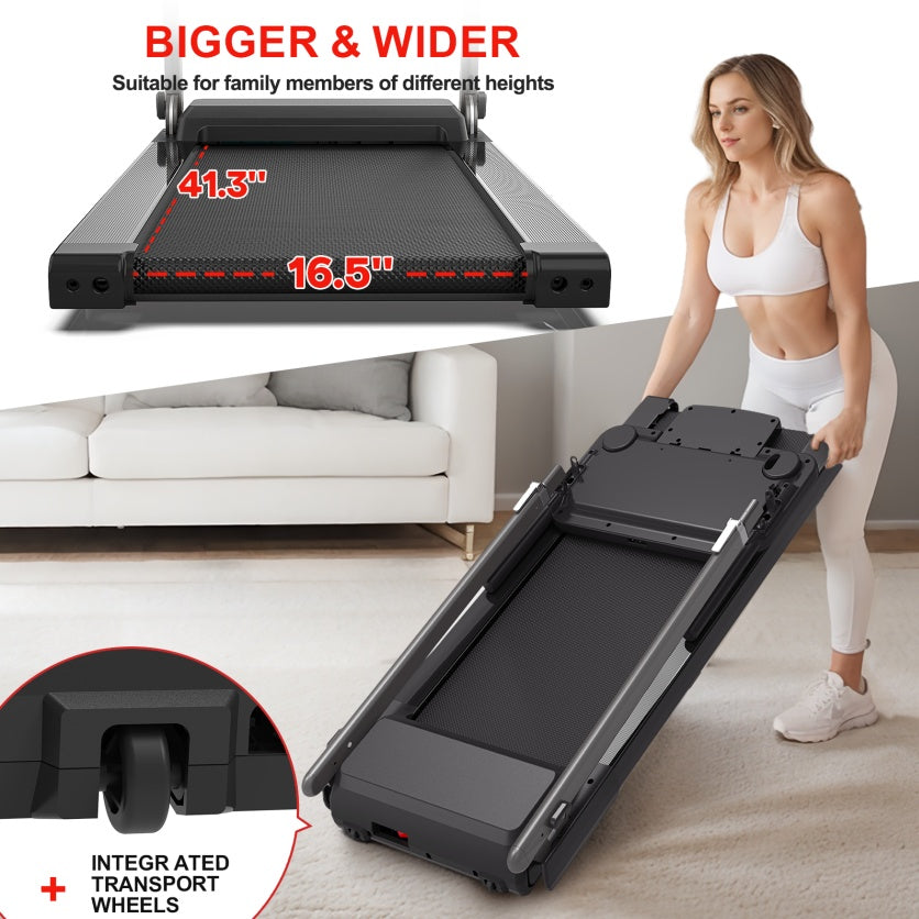 Treadmill JK68-6B – Foldable 3.0HP Powerful Treadmill with Bluetooth Music, Adjustable Desk Workstation, 300lbs Capacity