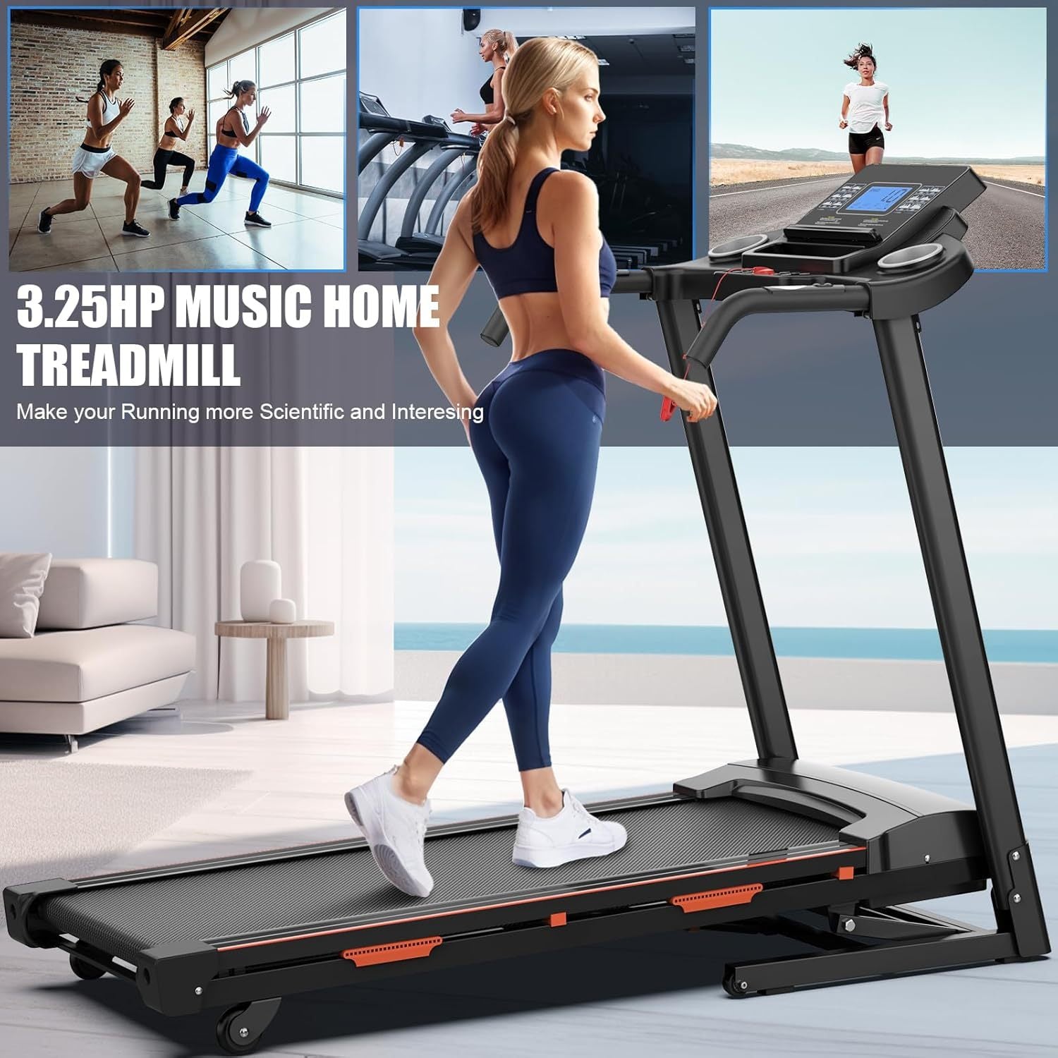 Heavy-Duty Foldable Treadmill 400 LBS | 3.25HP Motor, Auto Incline, Bluetooth & LED Console – Home Gym Ready