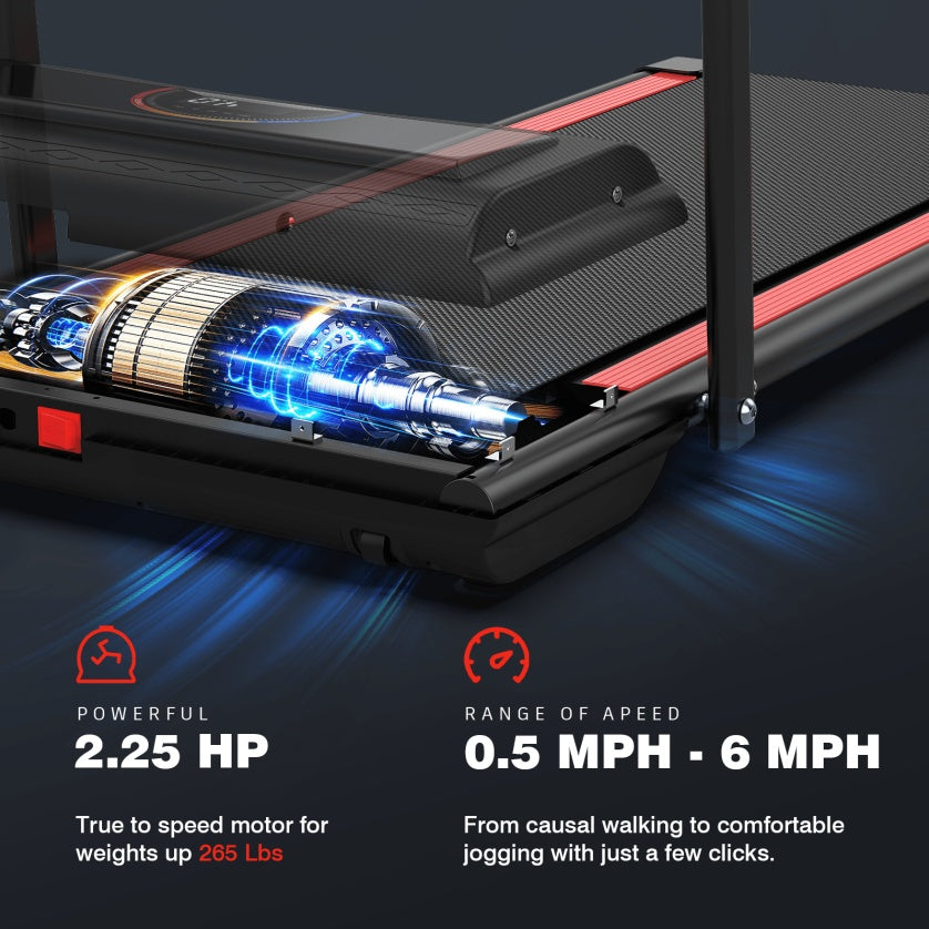 Treadmill Q22-2A 2-in-1 Compact Treadmill with Remote – 2.25HP, 12 Programs, LED Display, 265LBS Capacity, Walking & Running Modes