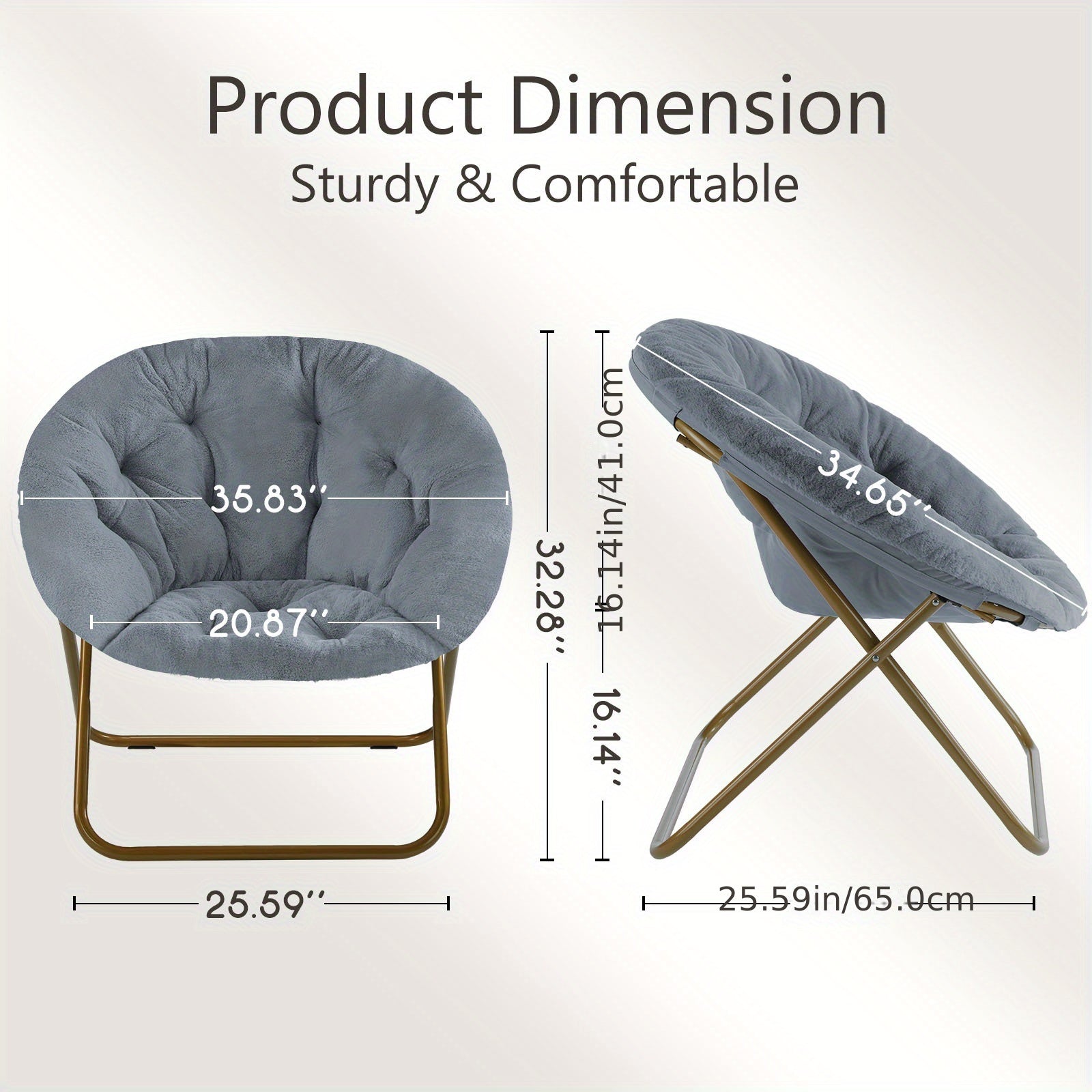 Elegant Pink Plush Folding Moon Chair - Soft & Cozy Outdoor Chair with Durable Metal Frame, Sponge Padding - Perfect for Beach, Camping, Office & Relaxation - Easy-Clean, Polished Finish - Great Gift for Her